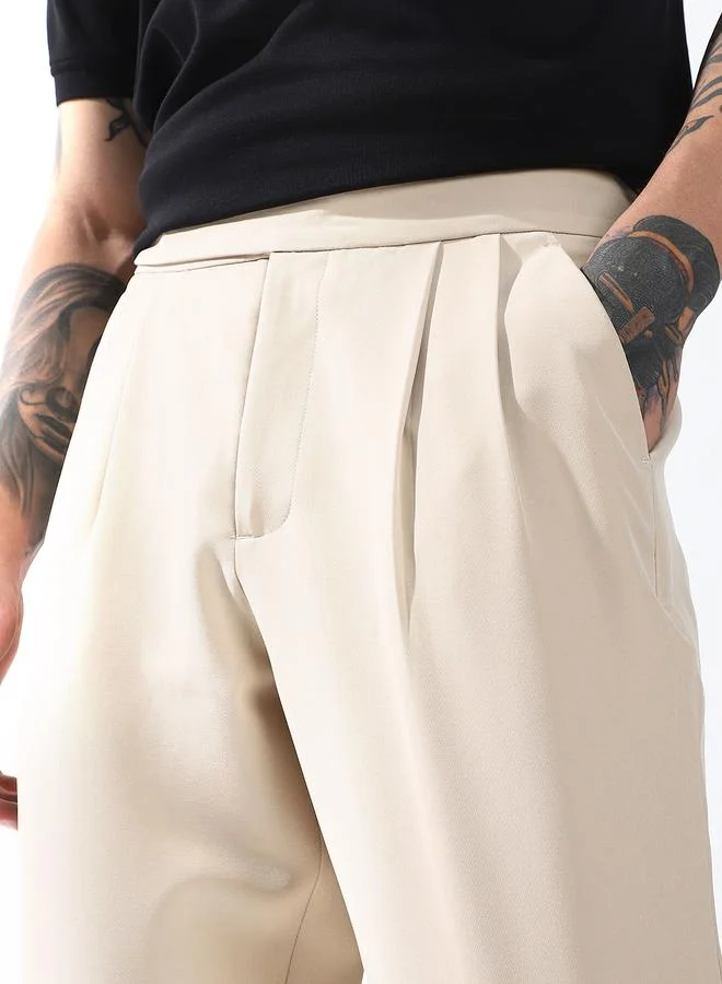 Hubberholme  Men Relaxed Fit Wrinkle Free Wash Pleated Korean Pants for Men | Best Price UAE
